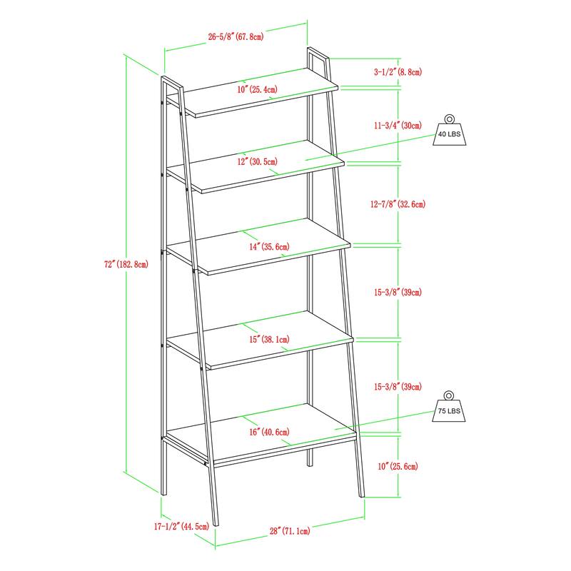 Middlebrook Lahuri 72-inch Open Ladder 5-shelf Bookshelf