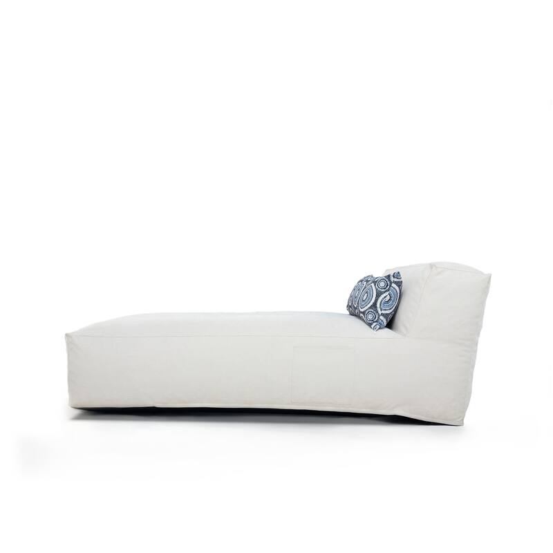 1-Piece Outdoor Bean Bag Chaise Lounge with Pillow - N/A