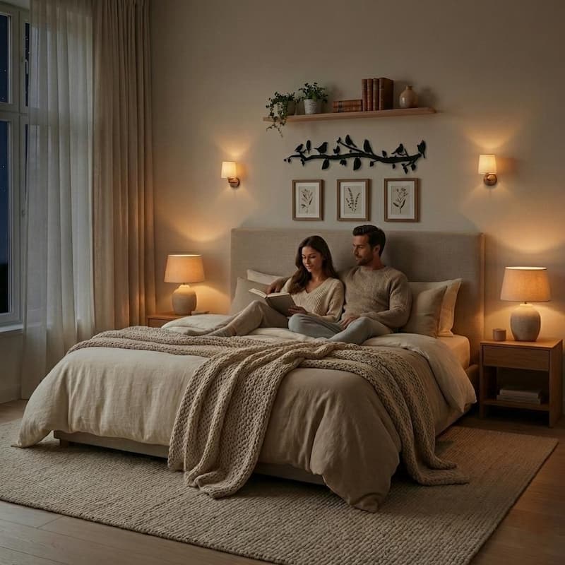 Birds on Branch 3 Panels Metal Wall Decor for Home and Outside - Wall-Mounted Geometric Wall Art Decor