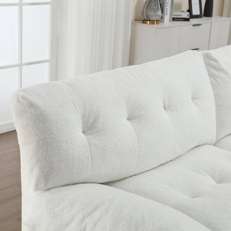 Cloud Style Sofa, Teddy Velvet Fabric, Comfy Padded Cloud Couch for Living Room, Apartment
