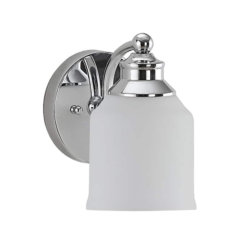 Jayne Iron/Frosted Glass Farmhouse Cottage LED Vanity Light, by JONATHAN Y