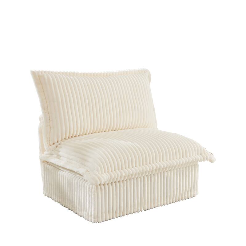Armless Sofa - Cream Corduroy