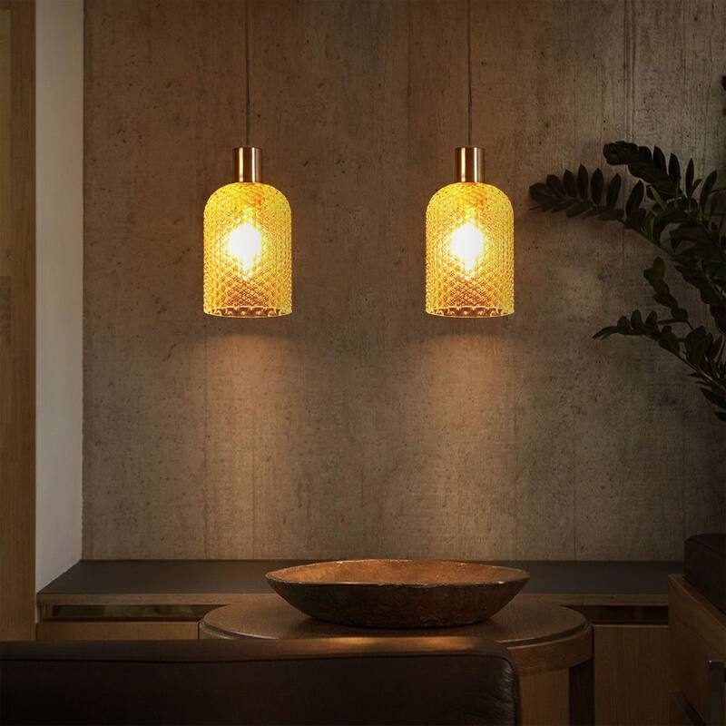 1/3-Light Modern Glam Bell-Shaped Adjustable Island Pendant Light with Clear/Blue/Amber Textured Glass