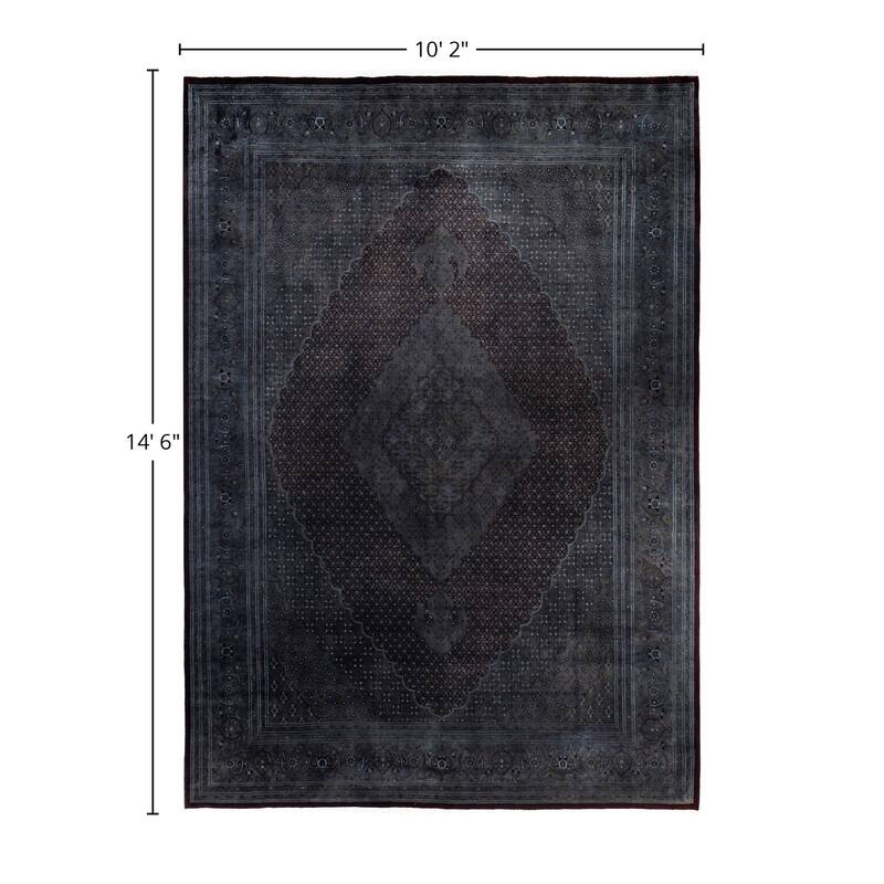 Overdyed One-of-a-Kind Hand-Knotted Area Rug - Black - 10' 2" x 14' 6"