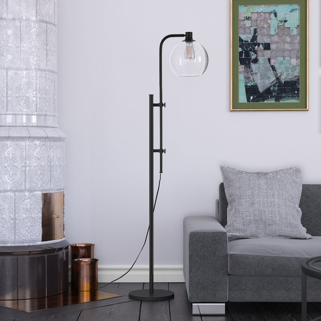 Antho Floor Lamp in Blackened Bronze with Rounded Globe Shade