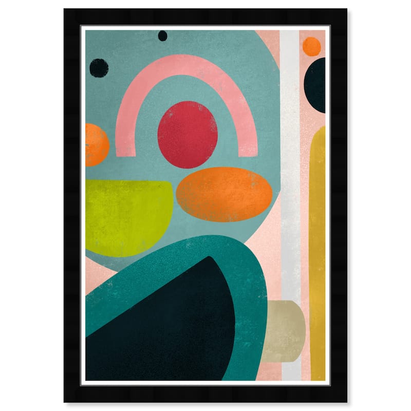 Wynwood Studio 'Bright Fun' Abstract Wall Art Framed Print Shapes - Blue, Orange