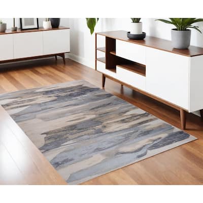 Bigiz Distressed Abstract Modern Stain Resistant Woven Durable Area Rug By HomeRoots