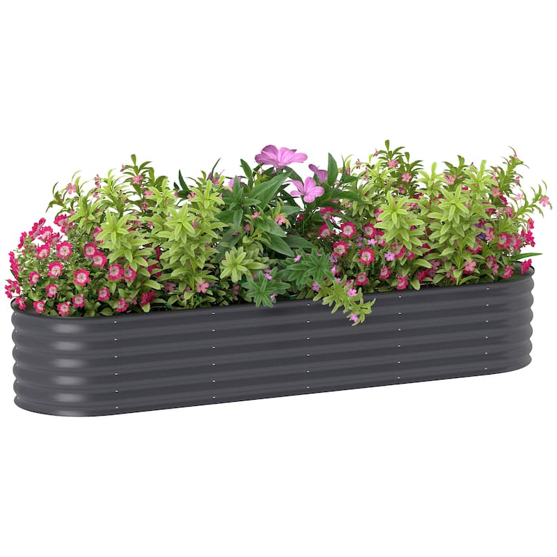 Outsunny 7.9' x 2' x 1.4' Galvanized Raised Garden Bed Kit, Outdoor Metal Elevated Planter Box