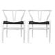 preview thumbnail 17 of 32, Farmhouse Dining Chairs Organic Round Arms Y-back Wood with Woven Black Seats For Kitchen Hotel Restaurants (Set of 2) White 