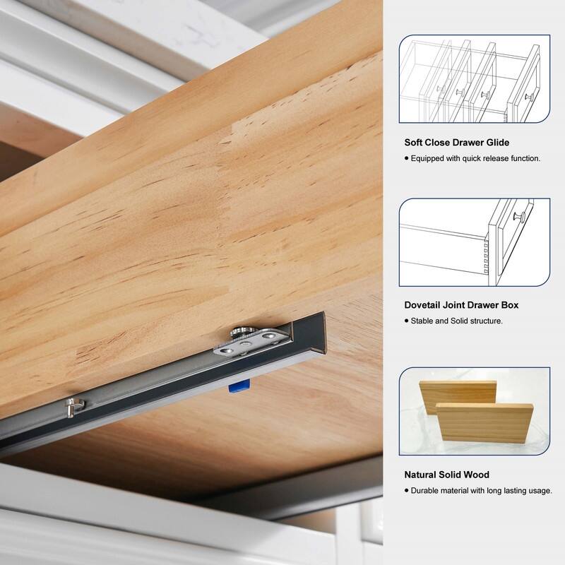 Naeb 48 in. W x 22 in. D x 36 in. H Single Sink Bathroom Vanity in White with White Quartz Countertop