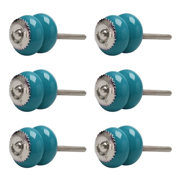 6pcs Ceramic Knobs Vintage Knob Drawer Pull Handle Furniture Cabinet Cupboard Wardrobe Dresser Door Accessory Decoration Blue