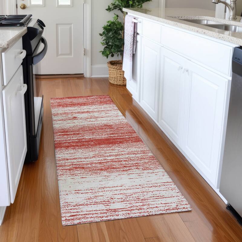 Premium Washable Super Soft Ombre Pixels Mayfield Rug - Red - 2'3" x 7'6"