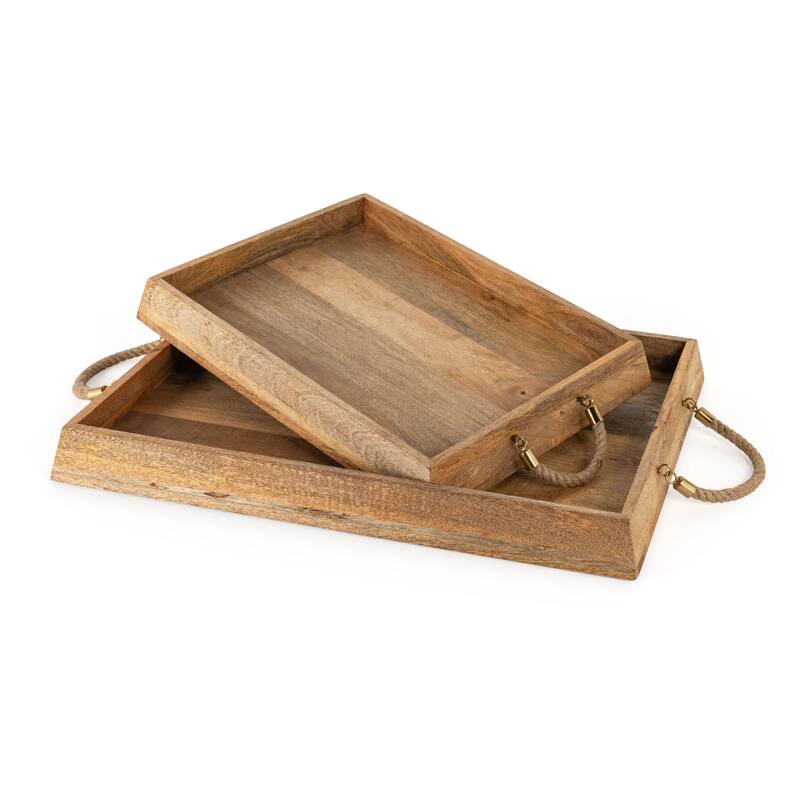 Caydence Rectangle Wood Trays, Set of 2 - 24.5" x 17" x 2.5"