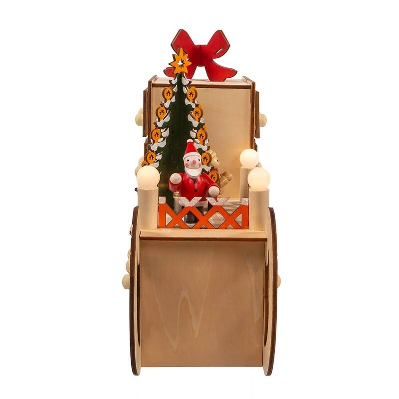 Kurt Adler 8.30-Inch Battery Operated 6-light LED Santa Sleigh With Advent Calendar - Tan