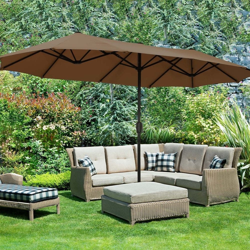 Ainfox 13Ft Large Outdoor Patio Umbrella with Crank With Base