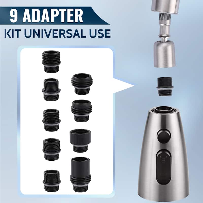 WOWOW Modern Kitchen Faucets Head with 3-Spray Modes and 9 Adapters