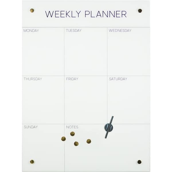 Text Black Calendar Weekly Planner Whiteboard with Magnetic Fridge