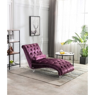 Traditional Velvet Sofa with Acrylic Feet and Lumbar Pillow, Purple