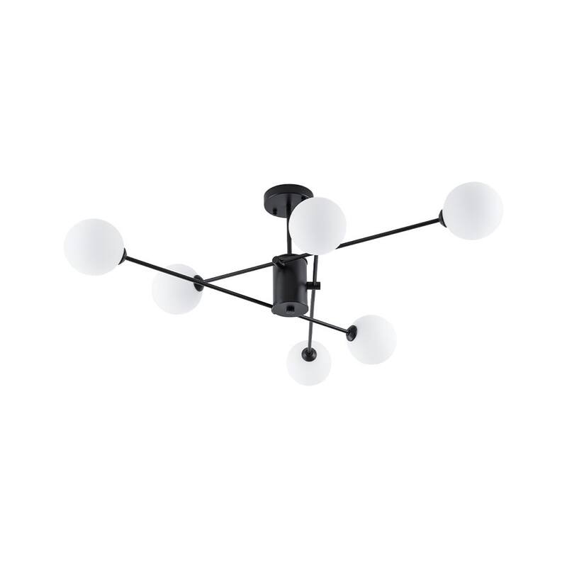 Linear Sputnik Frosted Glass Globe Semi Flush Chandelier