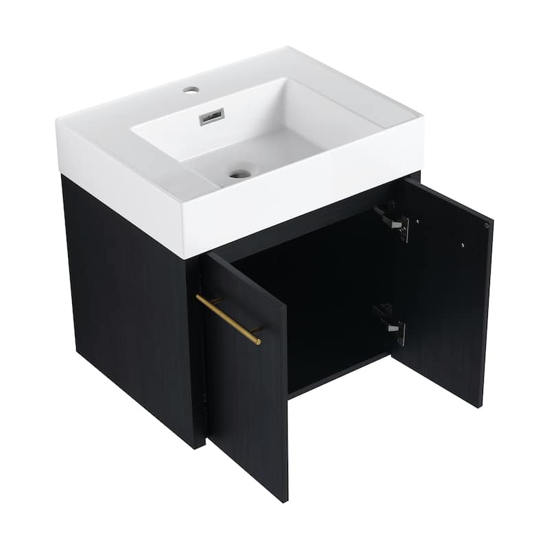 Malwee 24"/30"/36"/48" Floating Bathroom Vanity with Sink, Wall Mounted Bathroom Vanity with Soft Close Doors