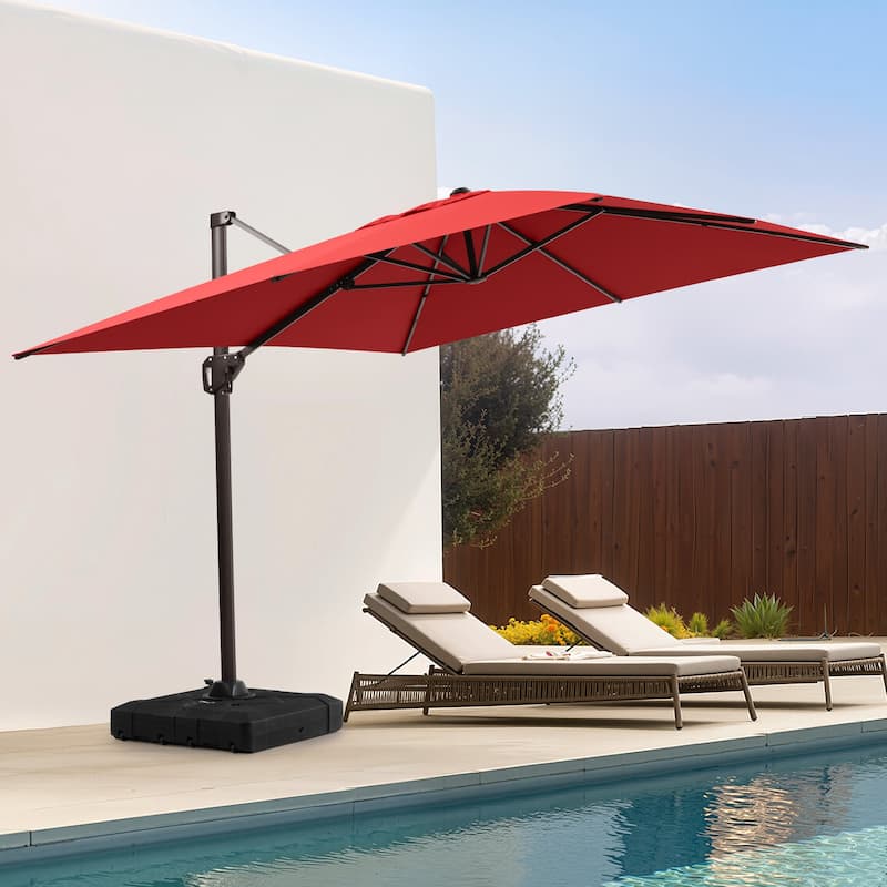 11 x 9 FT Outdoor Patio Offset Cantilever Umbrella with Base