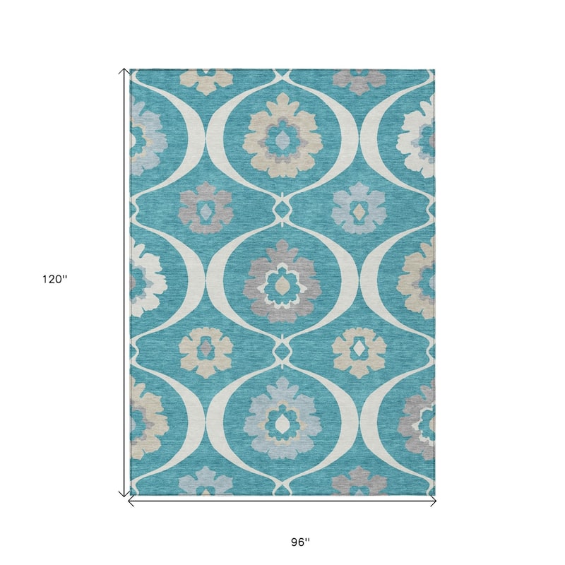 HomeRoots Medallion Transitional Rectangle Outdoor Rug