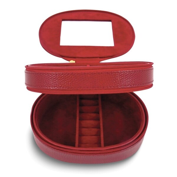 新しく着き with Leather Red Curata Mirror Two Zippered Lined Velour その他