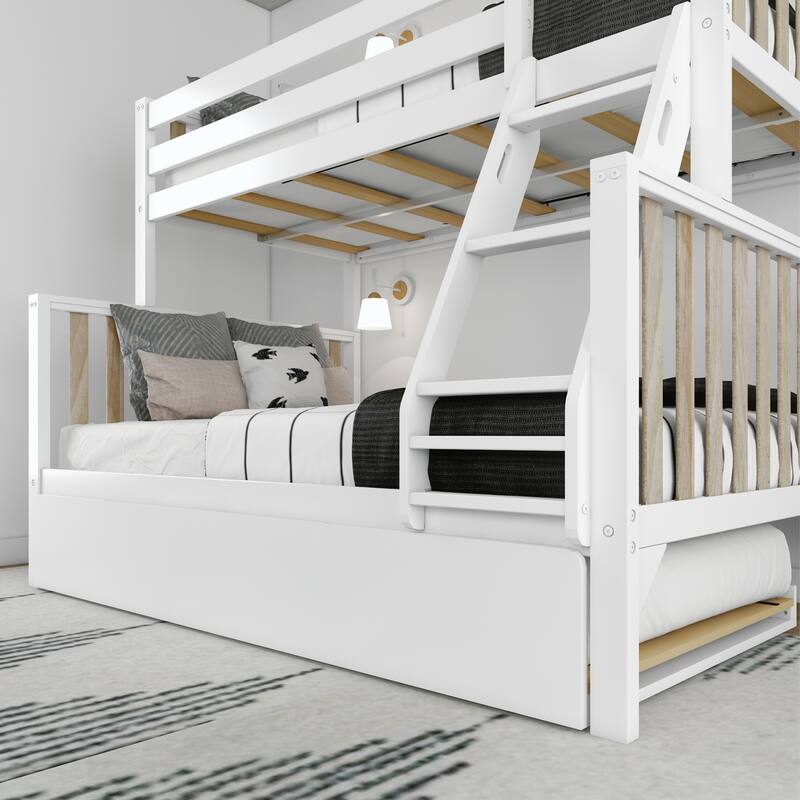 Max and Lily Scandinavian Twin over Full Bunk Bed with Trundle