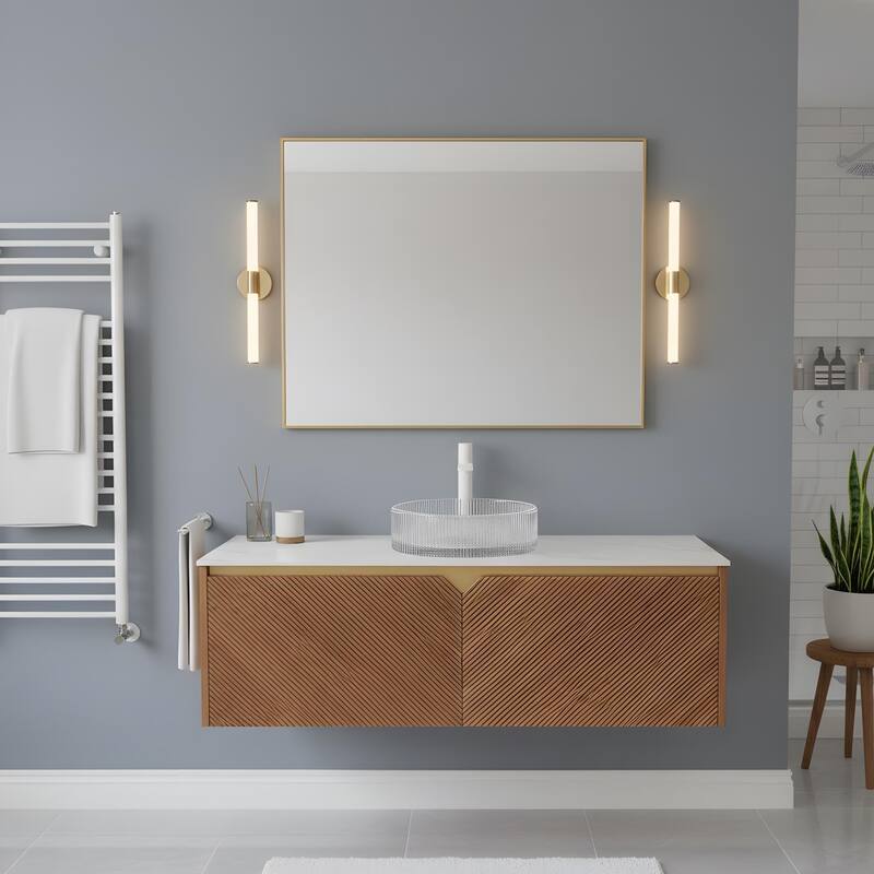 Wall-mounted Bathroom Vanity with Round Glass Basin