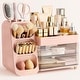 preview thumbnail 2 of 4, Makeup Organizer with Brush Holder for Vanity, Large Plastic Bathroom Countertop