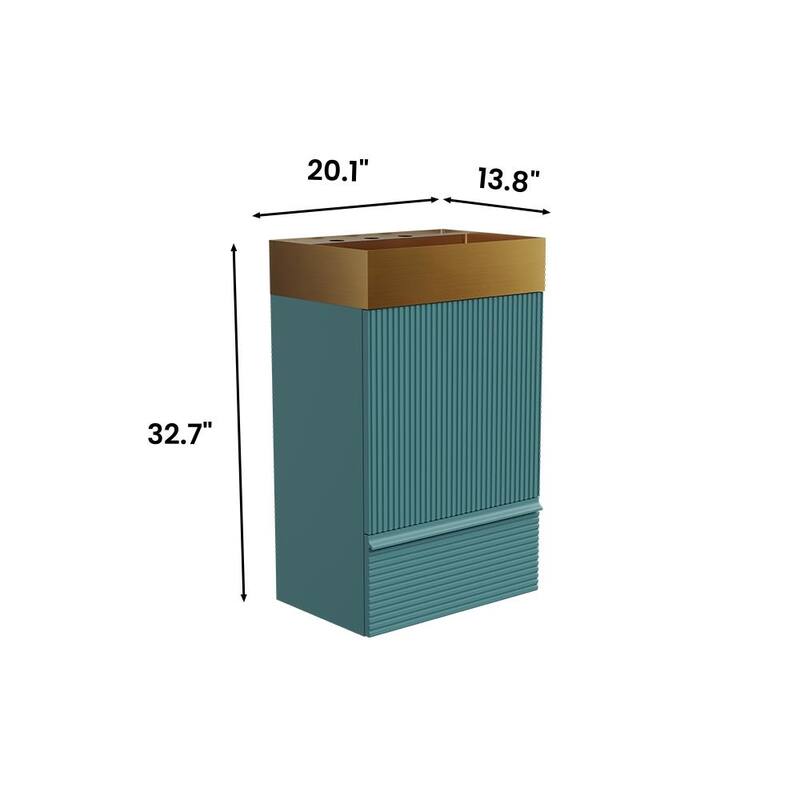 20" Striped Christmas Bathroom Vanity With Stainless Steel Bathroom Sink, Freestanding Bathroom Cabinet