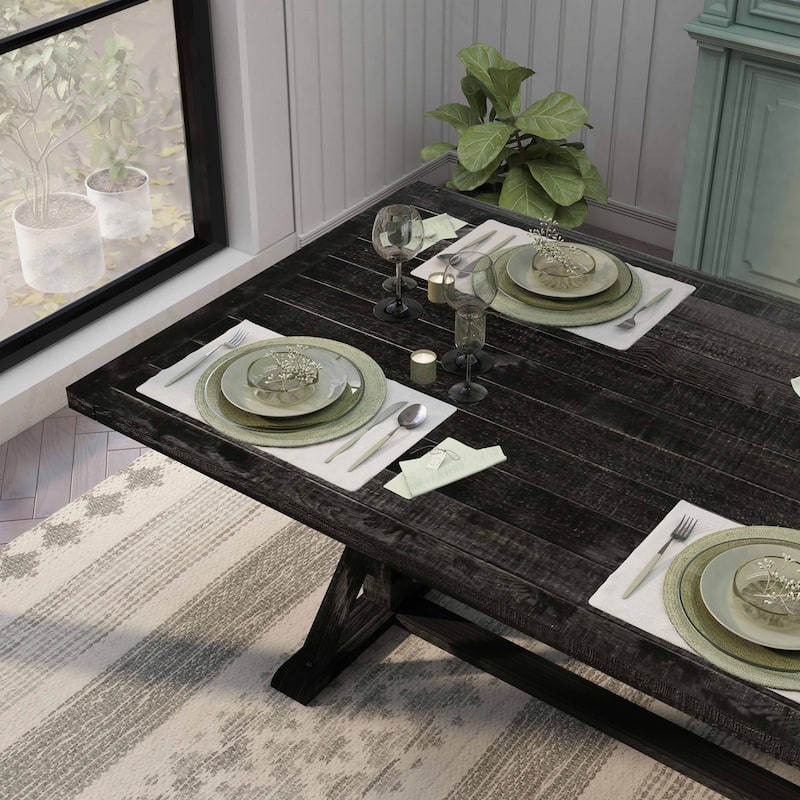 Chalwa Rustic Wood Upholstered 6-Piece Dining Set with Table and 4 Chairs and 1 Bench by Copper Grove