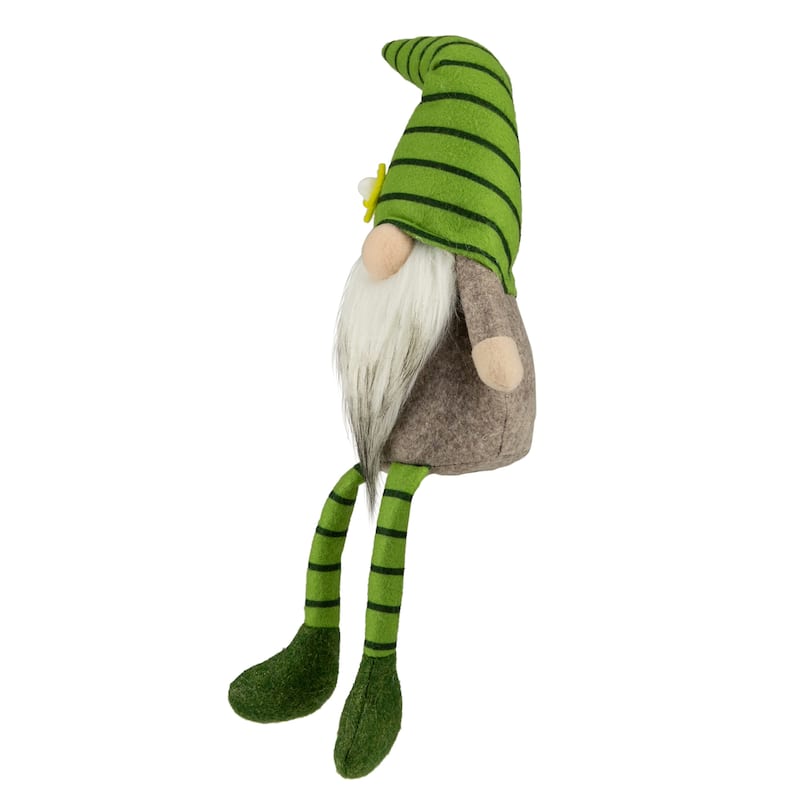 Striped Gnome with Crossed Legs - 16" - Green