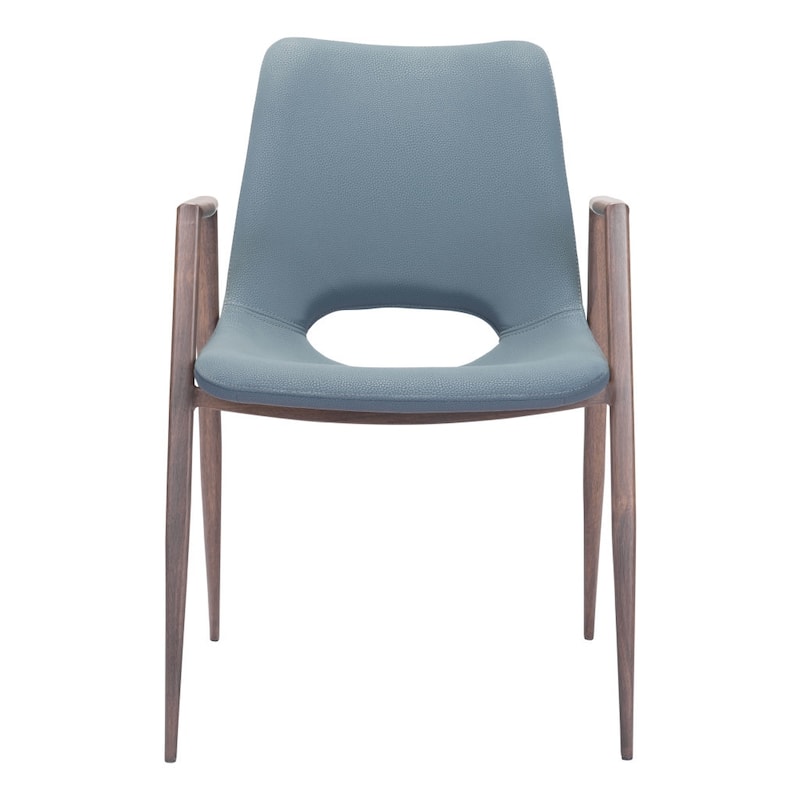 Set of 2 Upholstered Open Back Dining Armchairs with Metal Legs - 21.7” x 23.2” x 32.5”
