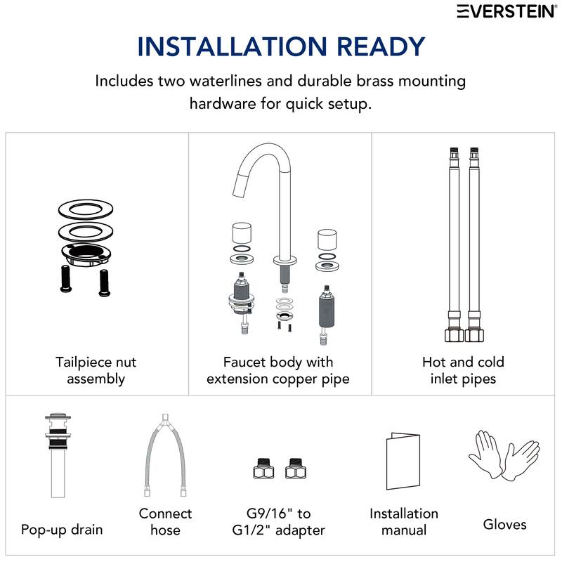 Widespread 2-Handle Bathroom Faucet,3 Hole Bathroom Sink Faucet with Pop-Up Drain