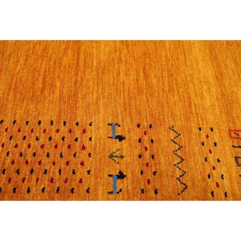 ECARPETGALLERY Hand Loomed Kashkuli Gabbeh Dark Gold Wool Rug - 8'4 x 9'7