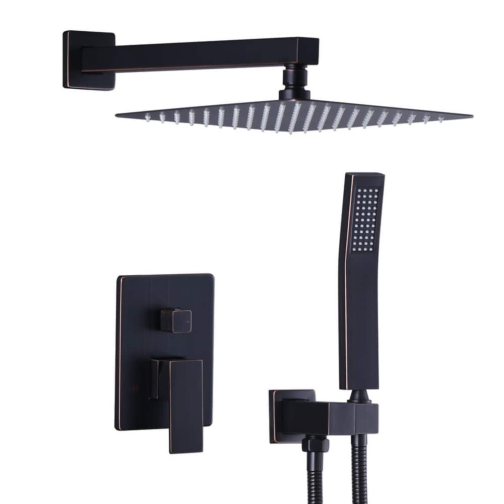 WOWOW 10 in. Square Shower Head 2-Spray Shower Faucet with Single Handle - 10 in.