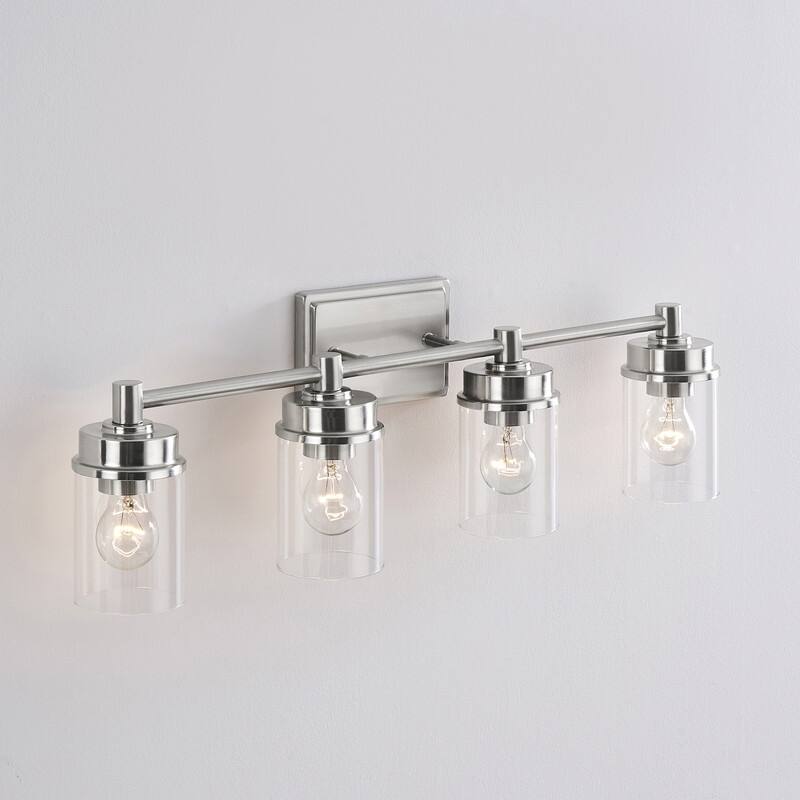 KAWOTI 4-light Modern Bathroom Vanity Light with Cylinder glass