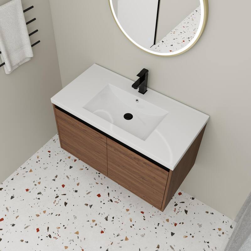 Beingnext 16''/20''/24"/30"/36" Bathroom Vanity with Sink, Floating Bathroom Vanity with Soft Close Door
