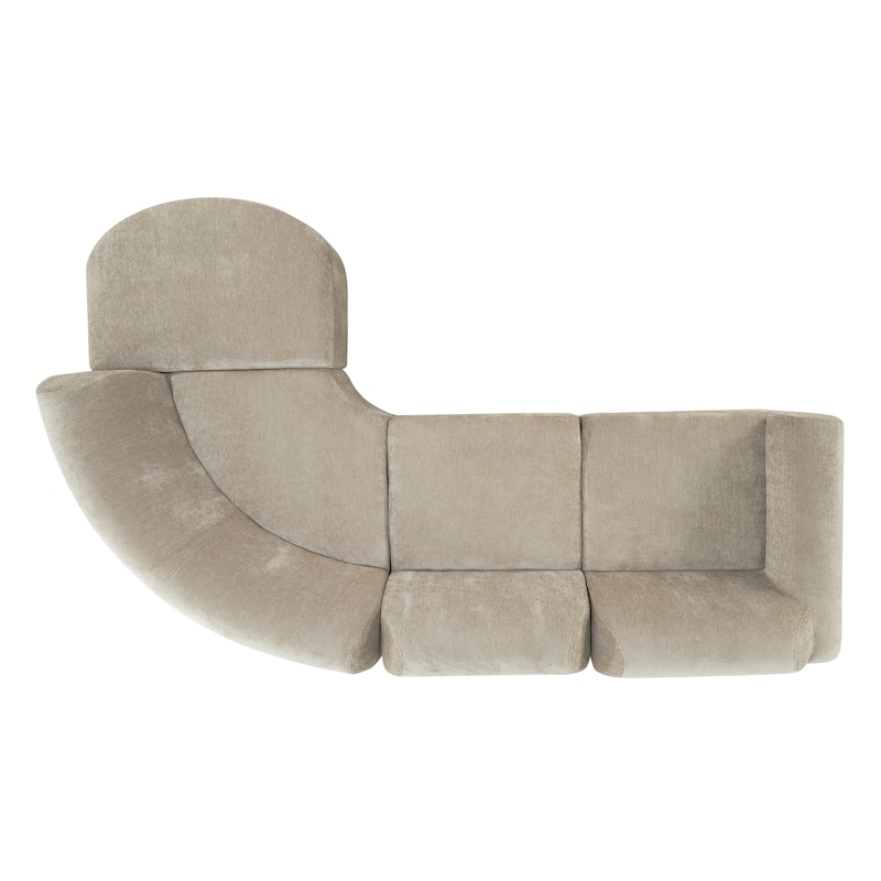 Christopher Knight Home - Modern Upholstered Curved Sectional Sofa with Deep Seat Ottoman