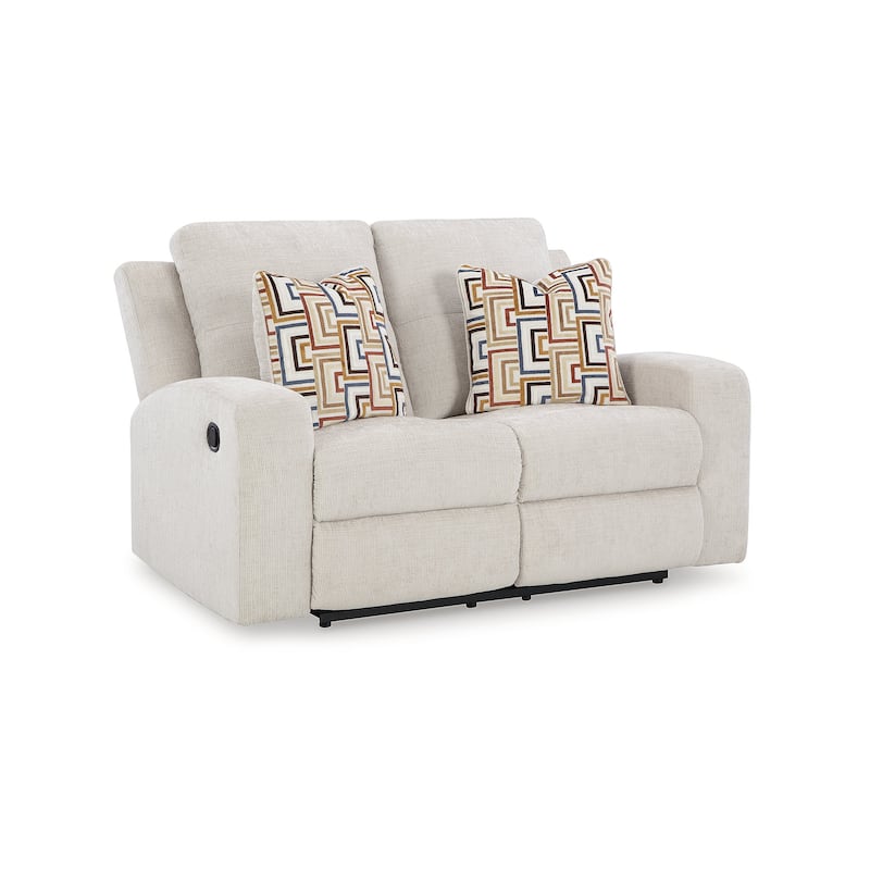 Signature Design by Ashley Danum Beige Reclining Loveseat - 64"W x 40"D x 41"H