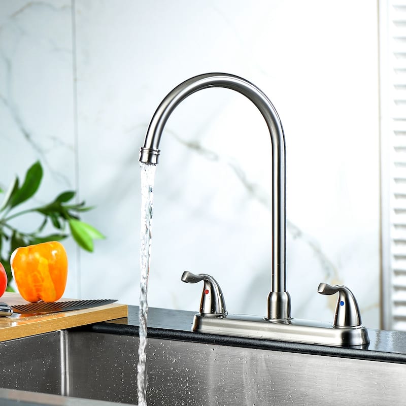 Brushed Nickel High Arch Kitchen Faucet with Side Sprayer