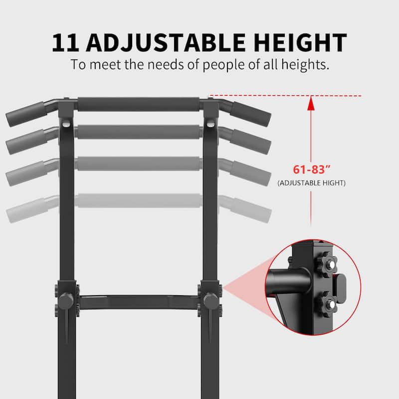Ainfox Power Tower Pull Up Bar Station Workout Dip Station Height Adjustable Strength Training Equipment