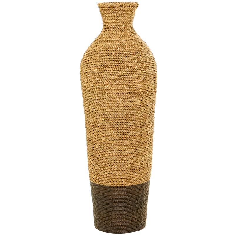Artisan Crafted Tall Brown Seagrass Woven Floor Vase