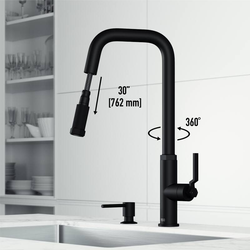 VIGO Hart Angular 18" H Single Handle Pull-Down Kitchen Faucet