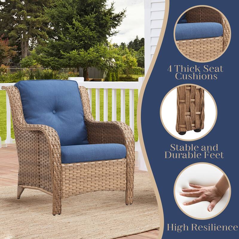 Pocassy 4 Pieces Outdoor Patio Chairs Ottoman with Cushion