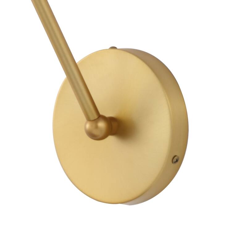 Austin 8" 1-Light Mid-Century Modern Arm-Adjustable Iron/Glass LED Sconce, Brass Gold/Frosted by JONATHAN Y