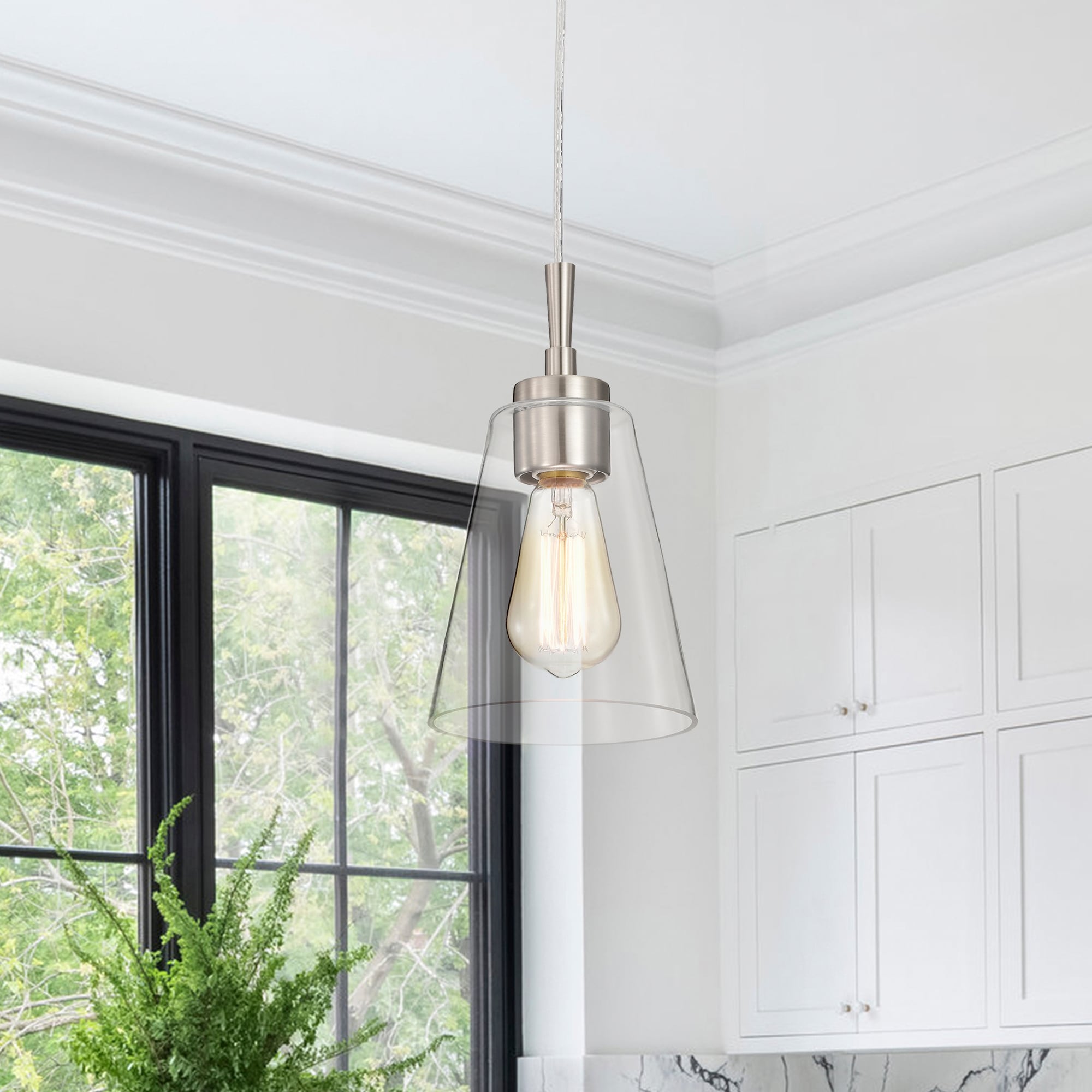 Briarwood 5.9 in. 1 Light Pendant with Clear Cone Glass Shade On Sale Bed Bath Beyond 40900735