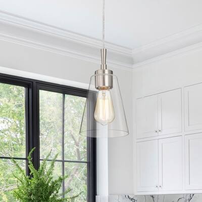 Briarwood 5.9 in. 1-Light Pendant with Clear Cone Glass Shade