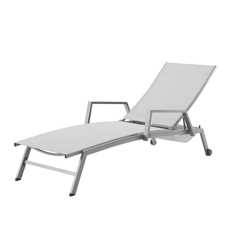 Corvus Sorrento Outdoor Sling Fabric Adjustable Chaise Lounge with Arms